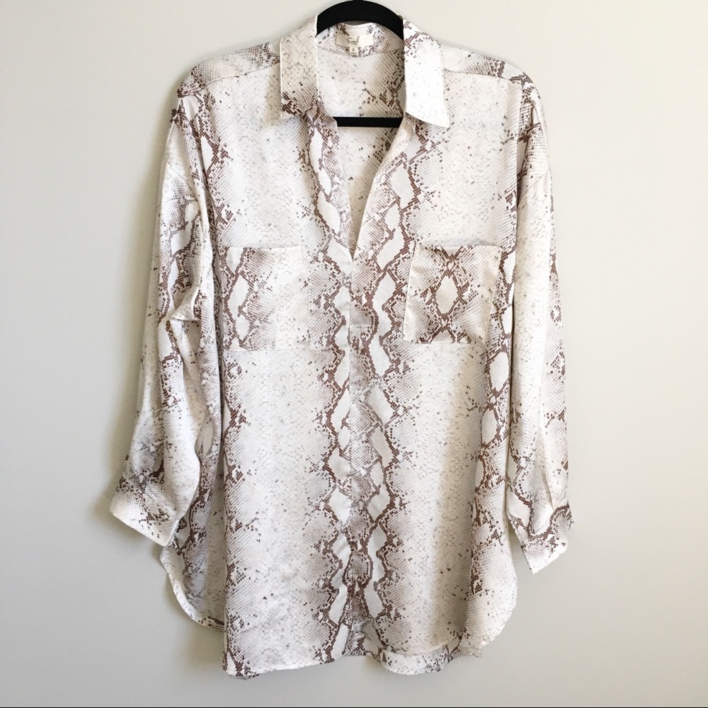 Easel Python Snake Print Oversized Satin Blouse - image 2